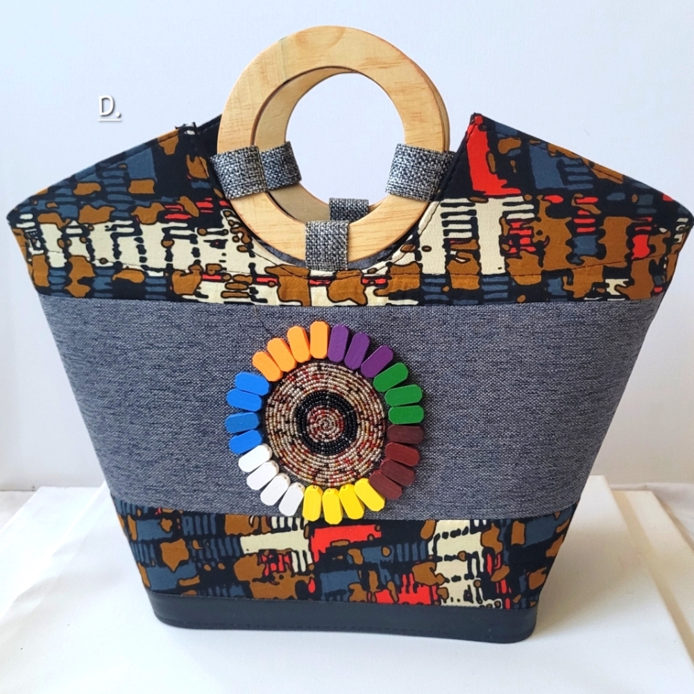 Women handbag, hand-made fabric bag.